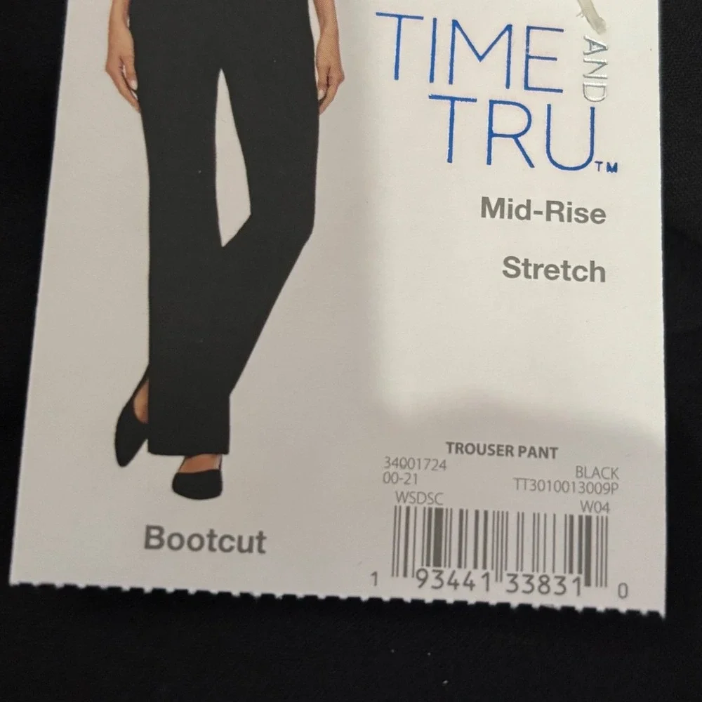 Time and Tru Women Black Trouser Pants 12 P Mid-Rise Bootcut Work‎ Casual